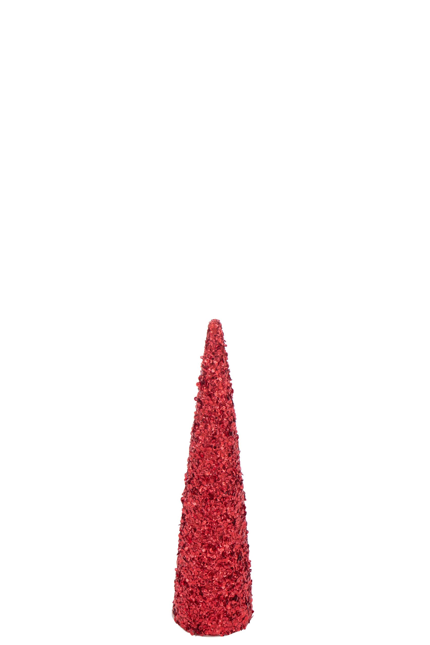 J-Line decoratie Kegel Pailletten Schuim - kunststof - rood - medium