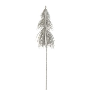 J-Line decoratie tak Dennenboom Glitter – kunststof – zilver – 24 stuk