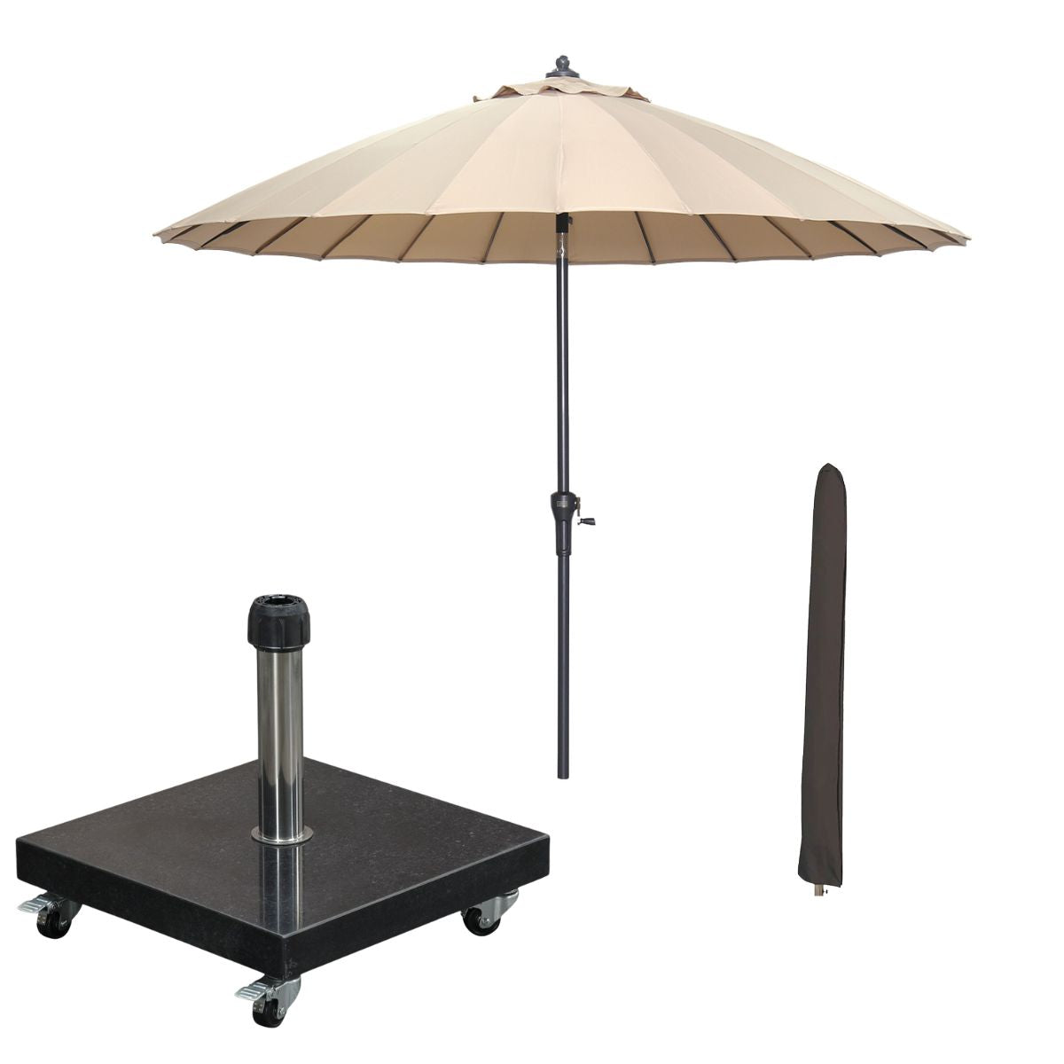 Garden Impressions stokparasol Manilla taupe Ø250 cm met Eureka voet e
