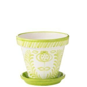 J-Line bloempot Granada Handmade + Painted – keramiek – groen – large J-Line bloempot Granada Handmade + Painted – keramiek – groen – large