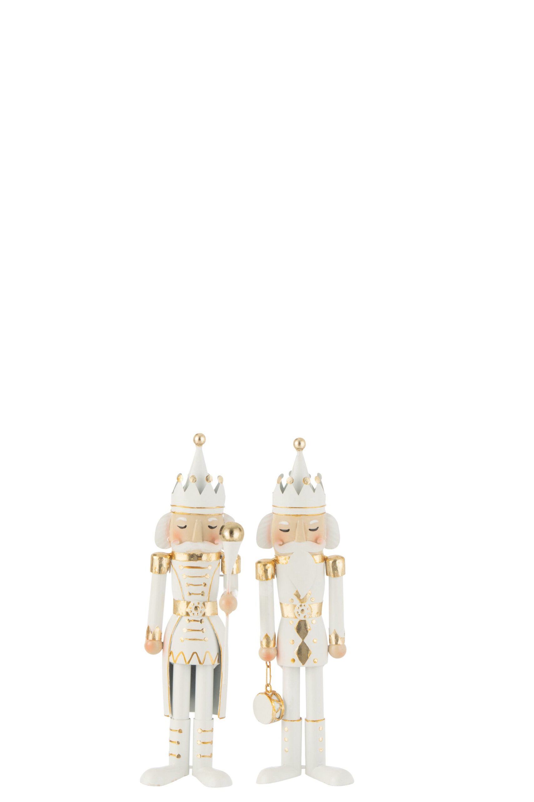 J-Line figuur Notenkraker - ijzer - goud/wit - small - 2 stuks