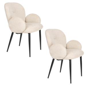 Housecraft Living Alaz Eetkamerstoelen met armleuning Off-white – Set Housecraft Living Alaz Eetkamerstoelen met armleuning Off-white – Set