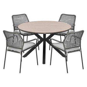 Garden Impressions Tuinset Natas grijs 5-delig – Tulli tuintafel Ø122 Garden Impressions Tuinset Natas grijs 5-delig – Tulli tuintafel Ø122