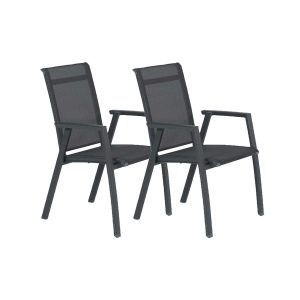 Garden Impressions tuinstoel Santana donker grijs – 2 stuks