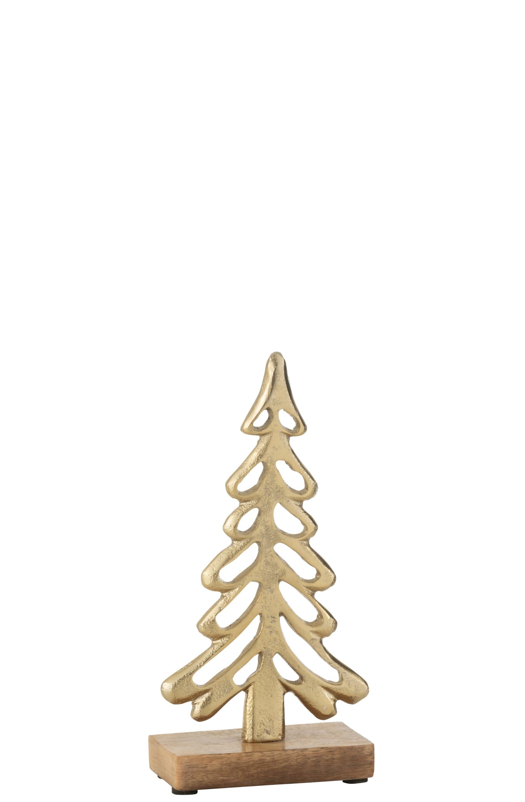 J-Line decoratie Boom Op Voet - aluminium/hout - goud - medium