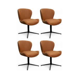 Furnhouse eetkamerstoel Nicklas – Cognacbruin – Leer – Set van 4