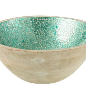 J-Line kom Mozaiek – hout – groen – large
