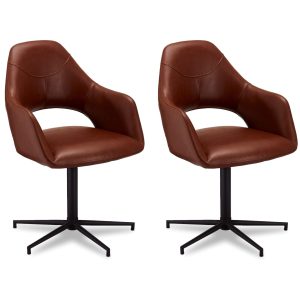Furnhouse eetkamerstoelen armleuning Luna – Cognacbruin – Kunstleer –