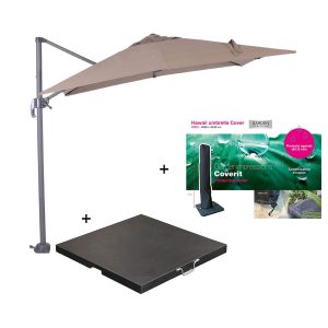 Garden Impressions zweefparasol Hawaii S taupe 250×250 cm incl 60 kg v Garden Impressions zweefparasol Hawaii S taupe 250×250 cm incl 60 kg v