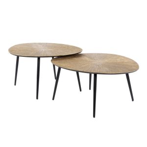 Giga Meubel Salontafel Ray Metal – Organisch – Brons Metaal – Set van