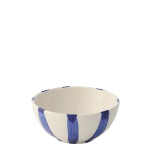 J-Line kom Vis Gestreept – keramiek – donkerblauw – small – 2 stuks