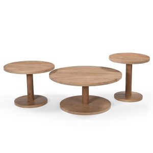 Giga Meubel Salontafel Nao – Rond – Mangohout – Set van 3