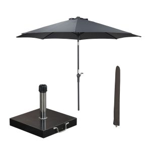 Garden Impressions stokparasol Lotus donker grijs Ø300 cm met Cosmo vo