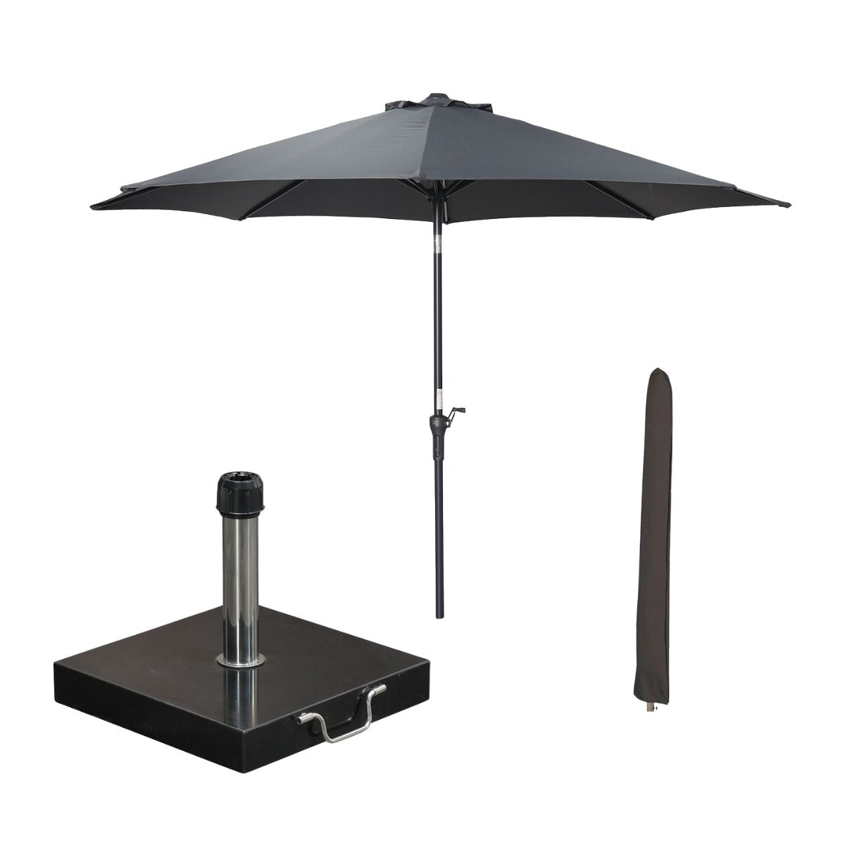 Garden Impressions stokparasol Lotus donker grijs Ø300 cm met Cosmo vo