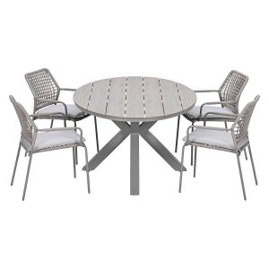 Garden Impressions Tuinset Natas 5-delig taupe – Tulli tuintafel 180×1