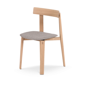 Gazzda Nora Chair Houten Eetkamerstoel Whitewash – Lichtgrijs Kussen