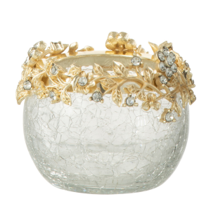 J-Line kaarshouder Volve – metaal/glas – goud/transparant – small