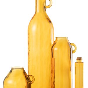 J-Line vaas Fles Cilinder – glas – oker – 75 cm hoog
