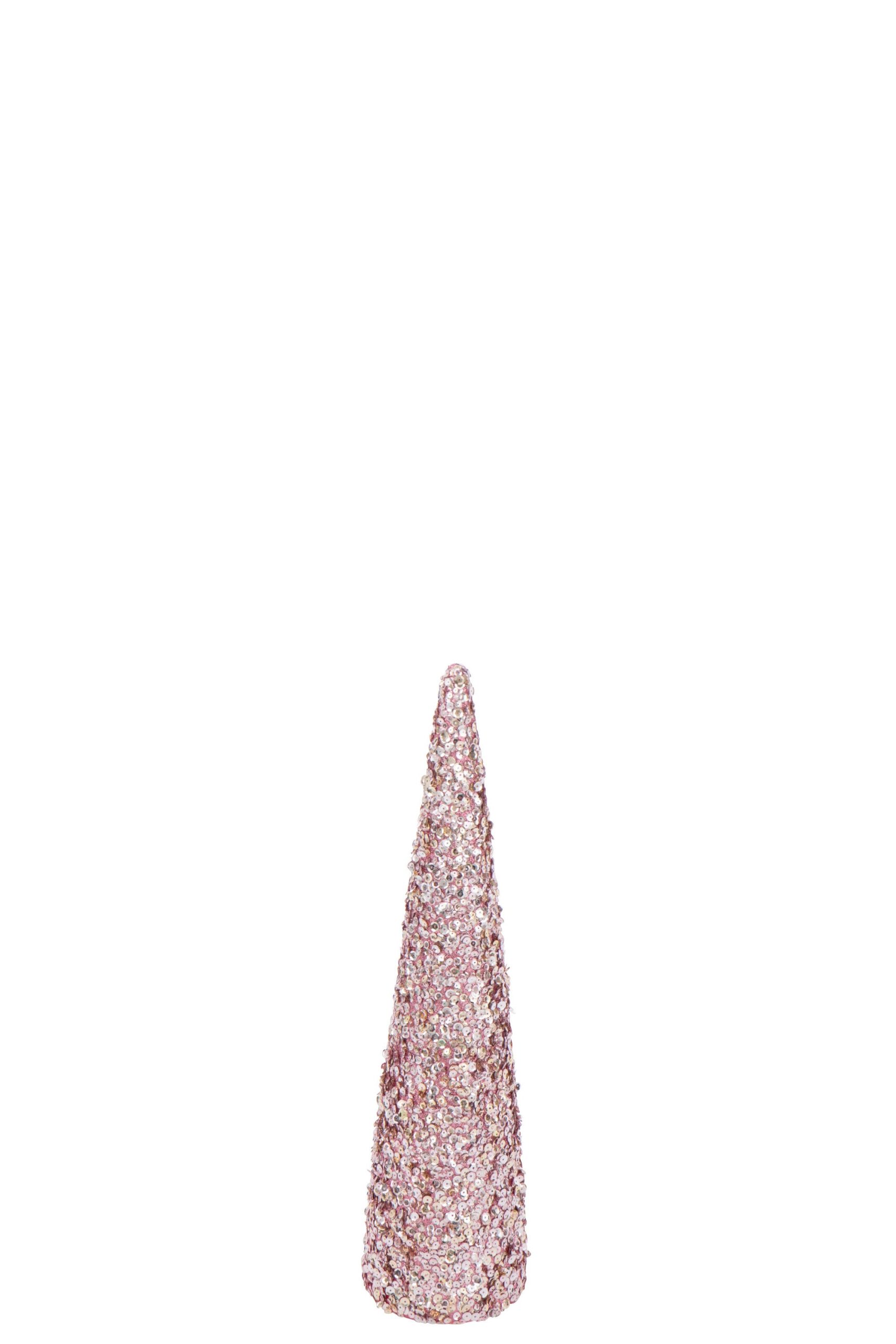 J-Line decoratie Kegel Pailletten Schuim - kunststof - roze - medium