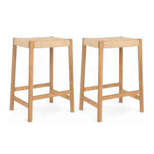 Furnhouse barkruk Ida – Natuurlijk eikenhout – Set van 2