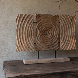 J-Line decoratie Triptiek Gekerfd Op Voet – hout – naturel
