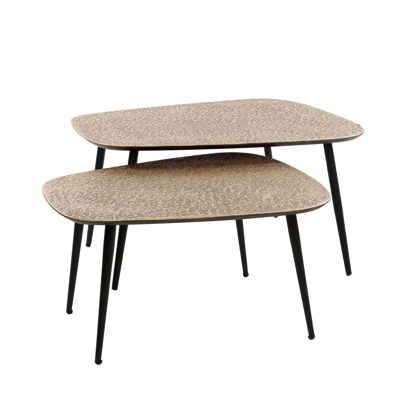Giga Meubel Salontafel Metallic - Brons Metaal - Set van 2 - 80x70x35c
