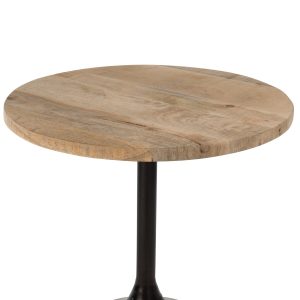 J-Line bartafel Rond – hout/metaal – naturel/zwart