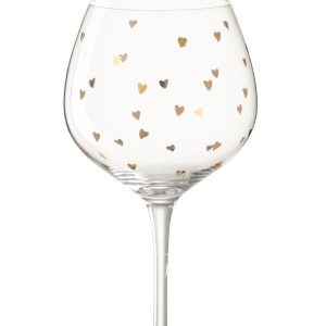 J-Line wijnglas Hart – glas – transparant/goud
