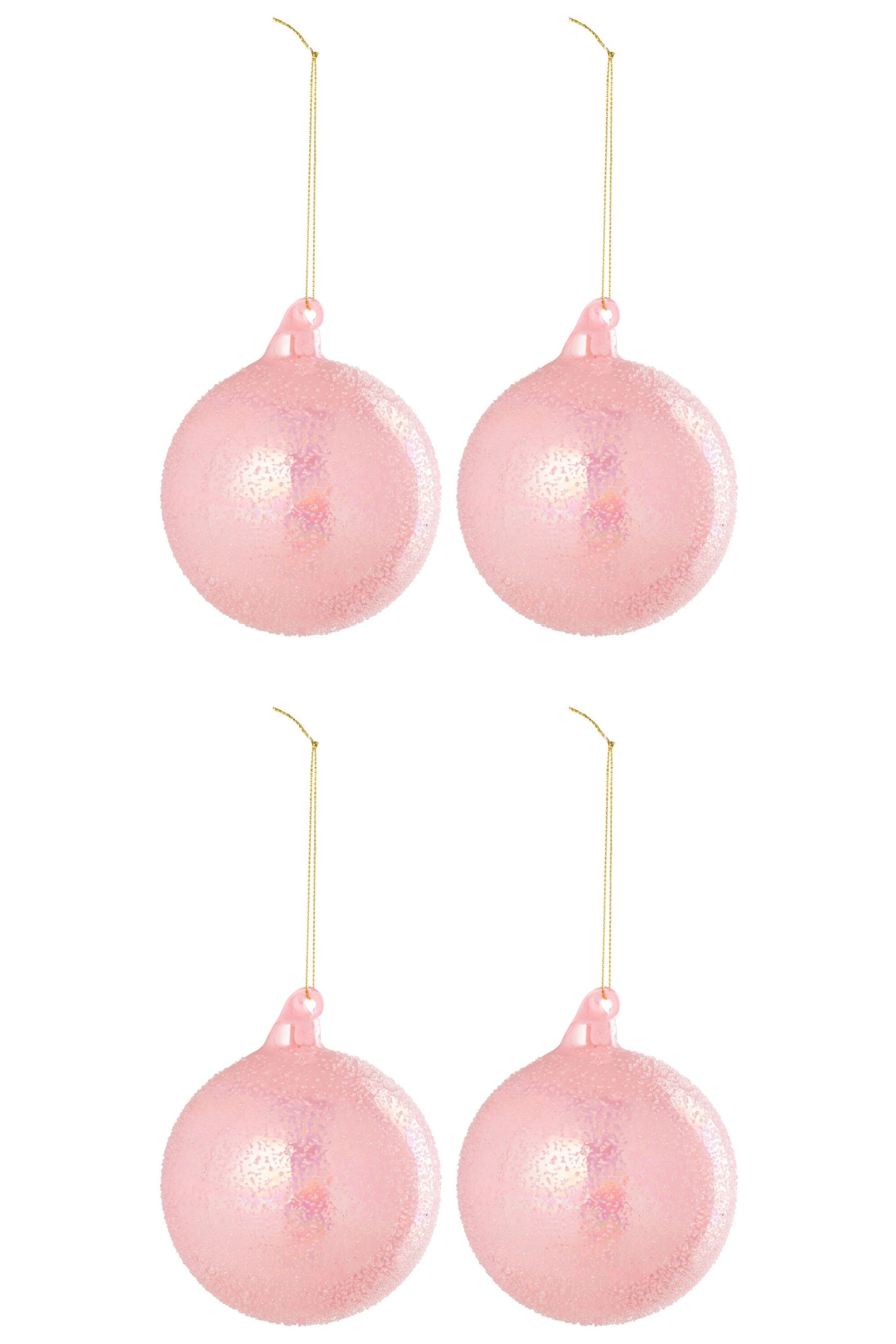 J-Line kerstbal - glas - lichtroze - doos van 4