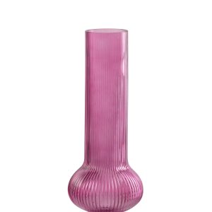 J-Line vaas Ada Geribbeld – glas – fuchsia – medium