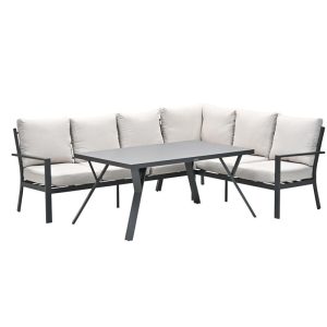 Sergio lounge-diningset – 3-delig – rechts -carbon black-desert sand