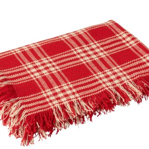 J-Line plaid Geruit – katoen – kerstrood/wit J-Line plaid Geruit – katoen – kerstrood/wit