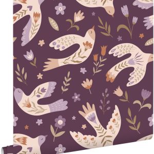 ESTAhome behang bloemen en vogels paars – 50 x 900 cm – 131757 ESTAhome behang bloemen en vogels paars – 50 x 900 cm – 131757