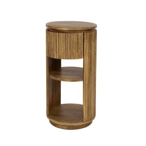 Hoyz Collection – Nachtkastje Wave XS Rond 1 Lade – Massief Mango Zand