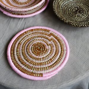 Household Hardware – Placemat – Zeegras – Mosterd/Roze Household Hardware – Placemat – Zeegras – Mosterd/Roze