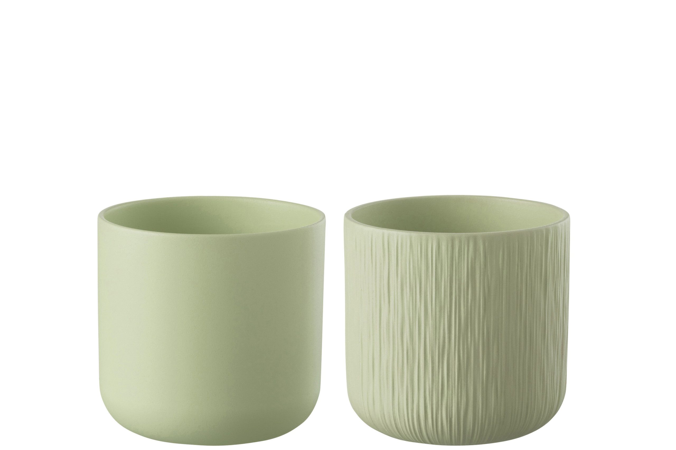 J-Line bloempot Gen - keramiek - pistache - large - 2 stuks - Ø 18.5 c