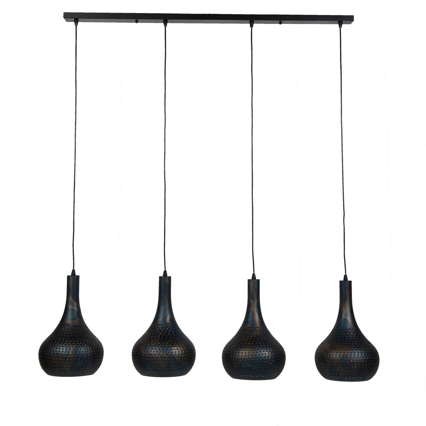 Giga Meubel Hanglamp Punch Kegel - Zwart/Bruin - 4-Lichts - 25x130x150