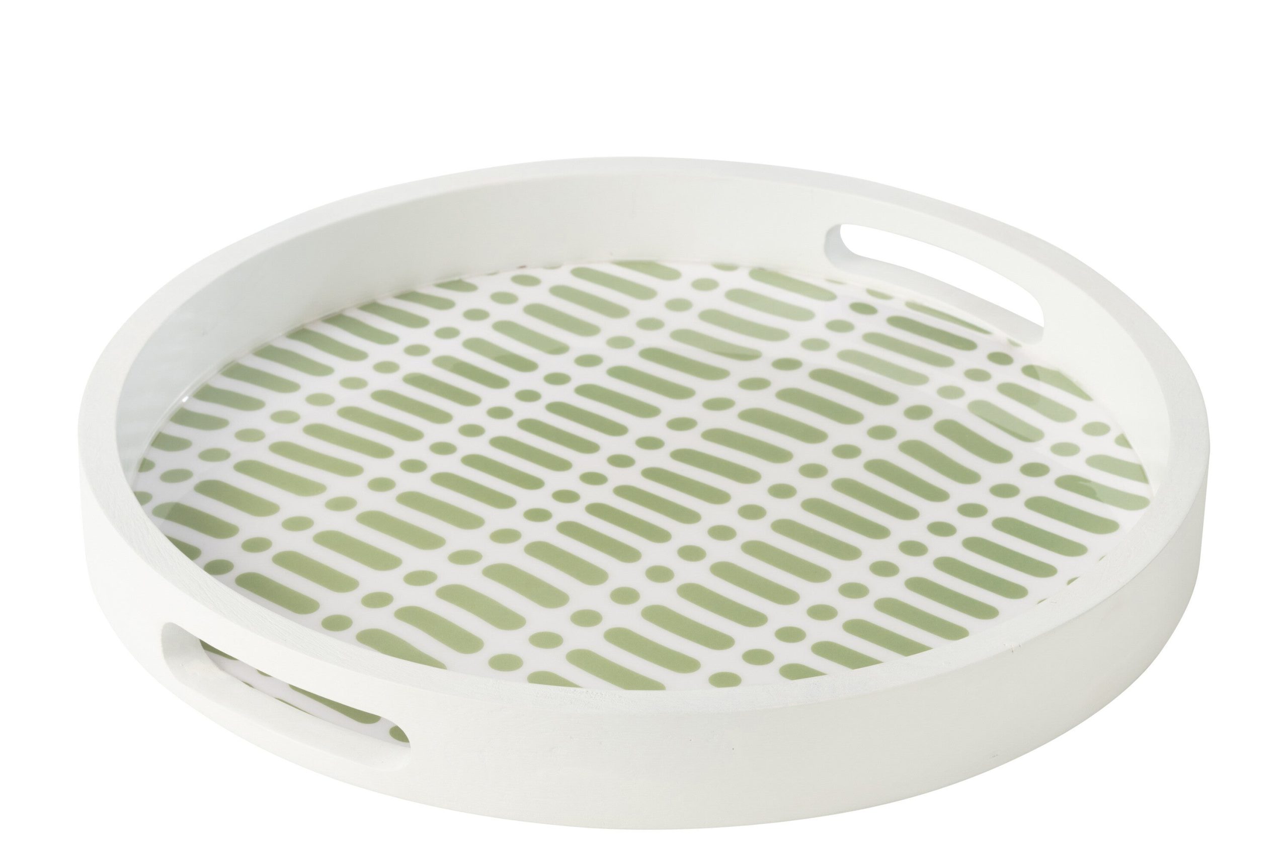 J-Line plateau Rond met Handvaten - hout - geel/naturel
