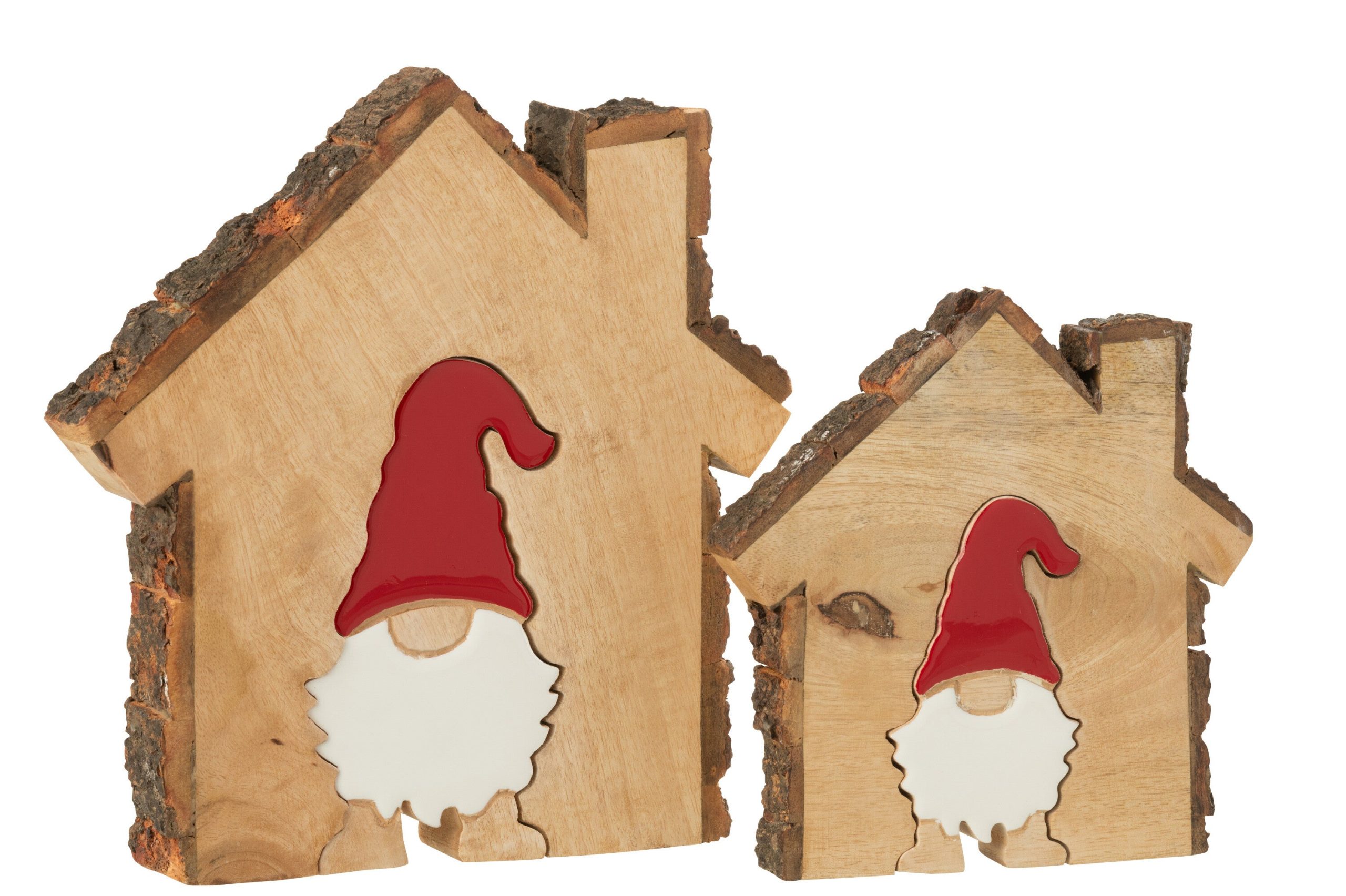J-Line decoratie Kerstman In Huis - hout - mix - large