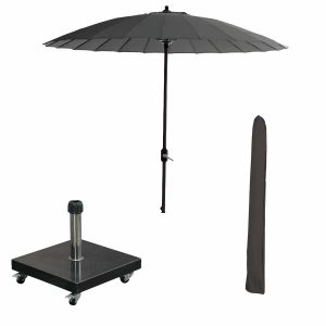 Garden Impressions stokparasol Manilla d grijs Ø250 cm met 40kg Eureka