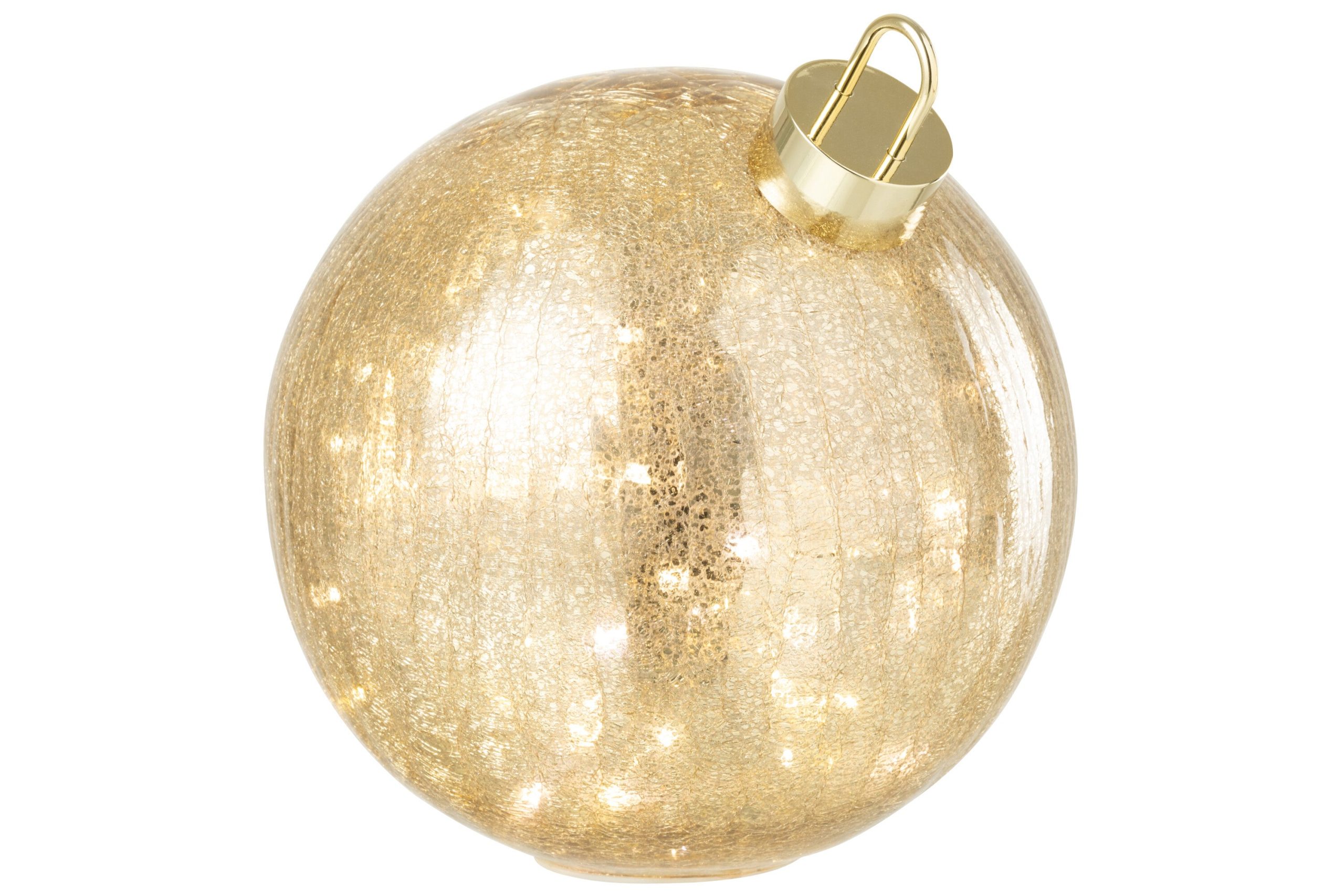 J-Line kerstbal - glas - goud - large - LED lichtjes