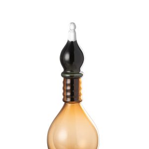 J-Line vaas + stop flesje Joey – glas – bruin – medium