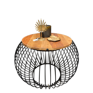 FurniLux Salontafel Mangohout – Bijzettafel – Salontafel Rond – Indust