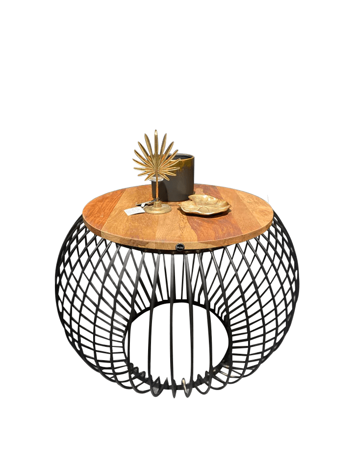 FurniLux Salontafel Mangohout - Bijzettafel - Salontafel Rond - Indust