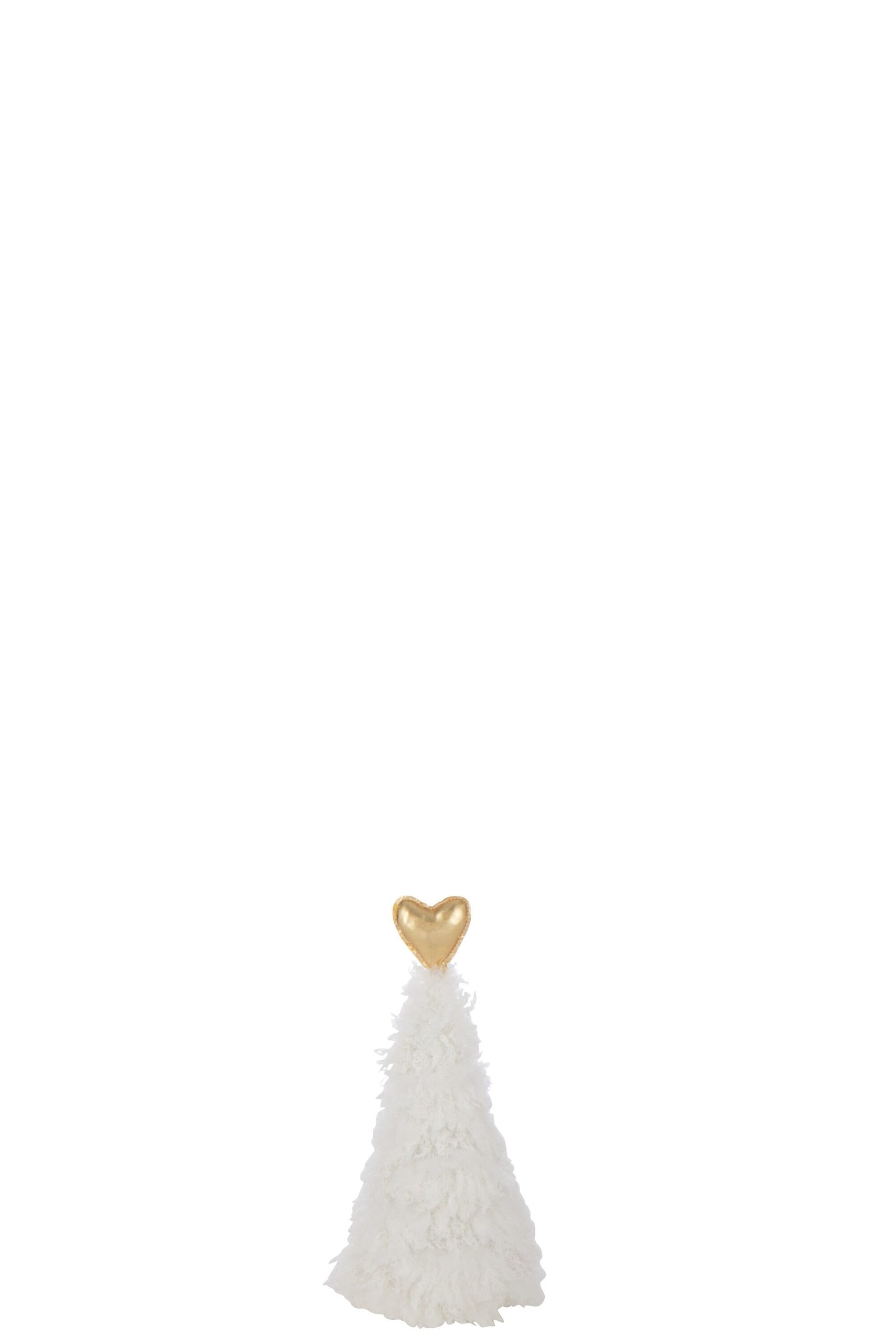 J-Line decoratie Kerstboom Hart - polyresin - wit/goud - extra small