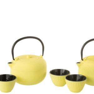J-Line theepot – metaal – geel – 2 stuks