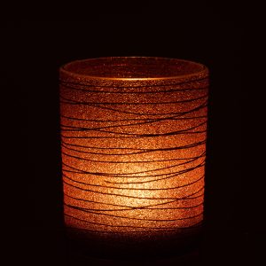 J-Line windlicht Lijnen Glitter – glas – terracotta/goud – large – 2 s J-Line windlicht Lijnen Glitter – glas – terracotta/goud – large – 2 s