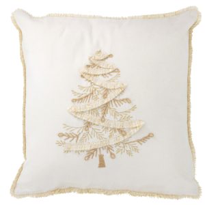 J-Line kussen Boom – textiel – wit/goud