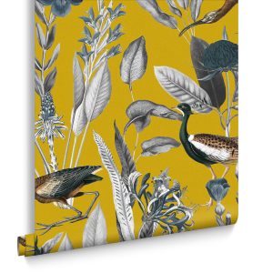 Graham & Brown Vliesbehang – Glasshouse Mustard – 10mx52cm
