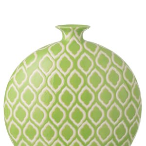 J-Line vaas Geruit – porselein – groen/wit – large